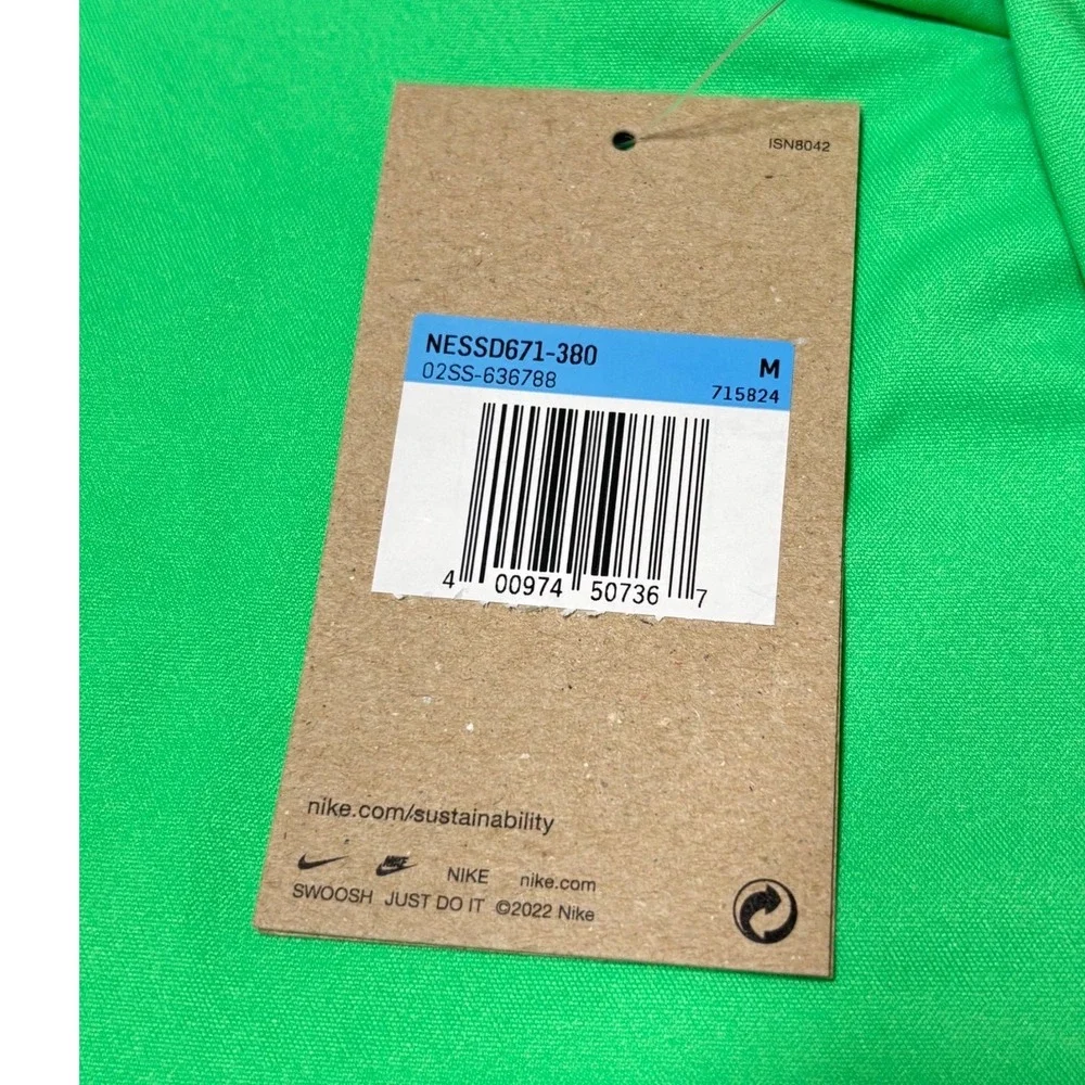 Nike Swim Mens Rash Guard Size Medium Digi Swoosh Green NESSD671-380 UPF 40+ NWT